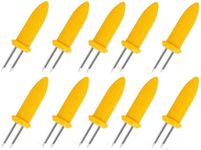 10x Corn Cob Holders, Corn on The Cob Skewers, Stainless Steel Corn Fork Prong Skewers Barbecue Fork Fruit Holder BBQ Kitchen Accessories Home Cooking Fork