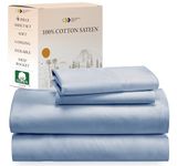 California Design Den Soft 100% Cotton Sheets Double Size Bed Sheet Set with Deep Pockets, 4 Piece Double Size Sheets Set with Sateen Weave, Cooling Sheets (Blue)