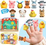 Oriate Animal Farm Finger Puppets, Bath Toys for Kids with Storage Bags, Toddler Toys for Story Time Stuffer with Puppet Theater, Educational Travel Kit Party Favors 12m+ 10Pcs