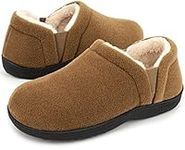 LongBay Men's Warm Memory Foam Slippers Home House Indoor Outdoor Anti-Slip Winter Shoes(10-11 UK,Camel)