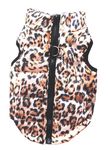 PAWSINSIDE Pet Quilted Vest Coat Cold Weather Dog Puffer Zipper Jacket Coats for Small Dogs (Large, Leopard)