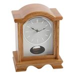 Broken Arch Oak Finish Wooden Mantel Clock with Pendulum