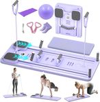 Pilates Board, Foldable Pilates Reformer Set for Home Workout with Timer, Multifunctional Portable Reformer Pilates Machine at Home Pilates Equipment for Fitness Core Training|,Purple