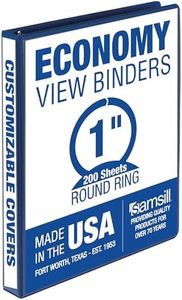 Samsill Economy 1 Inch 3 Ring Binder, Round Ring Binder, Non-Stick Customizable Cover, Dark Blue