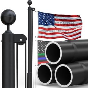 KBLOONG 30FT Heavy Duty Flag Pole for Outside House,Black 11-Gauge Thick Design,Aerospace-Grade Aluminum Flagpole Kit,3x5 Embroidered Nylon Flag,120MPH Wind Rated Flagpoles, In-Ground
