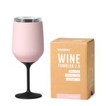 Huski Wine Tumbler 2.0 | New | Premium Stainless Steel Wine Glass with Lid | Go Stemmed or Stemless with Detachable Stem | Triple Insulated Tumbler | 355ml Capacity | Great Gift (Powder Pink)