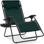 Best Choice Products Oversized Zero Gravity Chair, Folding Outdoor Patio Lounge Recliner w/Cup Holder Accessory Tray, Pillow - Forest Green