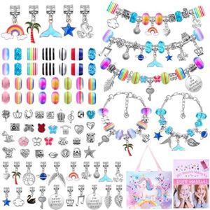 Flasoo Bracelet Making Kit, 85PCs Charm Bracelets Kit with Beads, Jewelry Charms, Bracelets for DIY Craft, Jewelry Gift