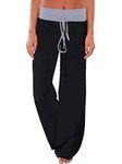 Famulily Ladies Pyjama Bottoms Wide Leg Drawstring Yoga Pants Lounge Wear Black 3XL