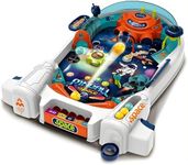 OLEOCA Space Pinball Machine — Tabletop Arcade Game with Obstacles, Pull-Rod Launcher, Flippers, UFO Targets & Astronaut Theme, 1-2 Player Mini Pinball for Kids