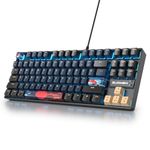 Ussixchare 75% RGB Mechanical Keyboard 87 Keys Wired Gaming Keyboard TKL Compact Keyboard with Linear Red Switches for Laptop PC PS4 PS5 Xbox(Blue Samurai)