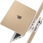 TWOLSKOO for M3 MacBook Pro 14 inch Case 2024 2023 2021 A2918 A2992 M2 A2779 M1 A2442 Pro Max, Sturdy & Durable Protective & Ultra Thin Armor Plastic Hard Shell Cover with Type C Adapter, Matte Gold