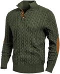 JMIERR Men's Cable Knit Slim Fit Casual Long Sleeve Soft Touch Button Stand Collar Wool Christmas Sweaters, M, Green