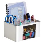 CRESZZLE White Desk Organizer with Drawers - Neat Stationery Storage - Ideal for Teachers, Students - Great Gift - Office, School, Home Organization