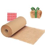 Honeycomb Packing Paper Wrap 15"x400' Sustainable Alternative to Bubble Cushioning Wrap Biodegradable & Fully Recylable for Moving/Shipping/Packing Roll with 20 Fragile Stickers