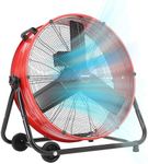 Garvee Industrial Floor Fan 24 Inch with Adjustable 3-Speed 4800-8800 CFM Cooling, 360° Rotation, Portable Handle & Casters, High-Power Airflow for Workshop/Factory/Warehouse