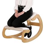 Predawn Ergonomic Kneeling Chair for Upright Posture - Rocking Chair Knee Stool for Home, Office & Meditation - Wood & Linen Cushion - Relieving Back and Neck Pain & Improving Posture (Natural)