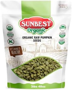 Sunbest Natural Organic Raw Pumpkin Seeds 48 oz (3 lb Bulk Bag) – USDA Organic, Unsalted Shelled Pepita Seeds – Gluten-Free, Non-GMO, Vegan, Kosher