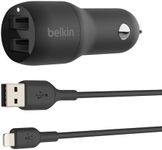 Belkin Boost Charge Dual USB A Car Charger with 24W Lightning Cable