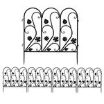 UNHO Decorative Garden Fence Panels: 5 Pack Outdoor Metal Fencing Trellis Lawn Edging Animal Dog Barrier for Lawn Landscape Flower Bed Vegetable Fence