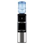 Primo Top-Loading Water Dispenser - 3 Temp (Hot-Cool-Cold) Water Cooler Water Dispenser for 5 Gallon Bottle w/Child-Resistant Safety Feature, Black and Stainless Steel, 3 Spout