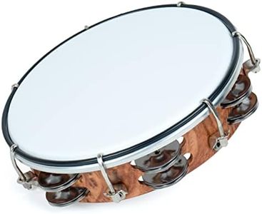 MUSCELL Tambourine for Adults,Hand Held Plastic Tambourines Drum Double Row Metal Jingles Musical Instrument-8"