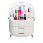 Ptesly Teen Girls Gift Makeup Organizer,Skincare Organizer Jewelry Storage,Cosmetics Storage and Display Case,Gift Set with Bath Steamer,Floral Scented Bath Soap,Portable Makeup Mirror (Pearl White)