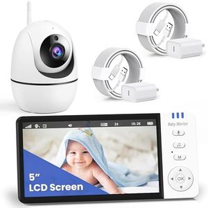 Baby Monitor- 5-inch Large Ultra HD Display Baby Camera Monitors, Wireless Camera and Audio, Night Vision, 4X Pan-18 Hours VOX Mode,Temperature Sensor, Baby Monitor no WiFi with Lullabies