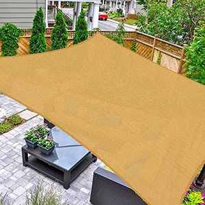 AsterOutdoor Sun Shade Sail Rectangle 10' x 10' UV Block Canopy for Patio Backyard Lawn Garden Outdoor Activities, Sand