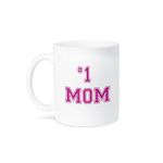 3dRose "#1 Mom - Number One Mom in Hot Pink Large Print Text - for Worlds Greatest and Best Mothers Day Mug, Ceramic, White, 11.43 x 8.4499999999999993 x 12.7 cm