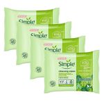 Simple Sensitive Skin Experts Kind To Skin Cleansing Facial Wipes, Waterproof Mascara Remover, Even Softer, 25 Count, (4 Pack)