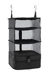 ELEZAY Hanging Packing Cubes Portable Closet Shelves Travel Collapsible Compression Garment Organisers for Carry-on Luggage Suitcase with Breathable Perforated Material Large, Black