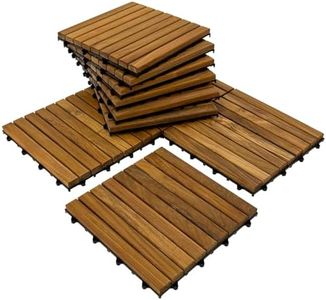 StrongTek Teak Interlocking Deck Tiles 12" x 12", Set of 10, Handcrafted in Indonesia, Easy Installation, Weather-Resistant, Ideal for Patios, Balconies, Gardens, and Outdoor Spaces Transformation