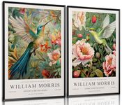 Dytila William Morris Canvas Wall Art Set of 2 - Vintage Flower Botanical Pictures Wall Decor Bird Aesthetic Posters, Prints for Bedroom Living Room, Hallway, Home Office Decor 16x24 in Unframed