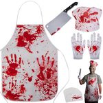 Purple Star Butcher Costume - Adult Male Halloween Costume -Horror Bloody Apron,Gloves,Headbands,Chef Knife,Stickers for Halloween Costume Party Prop