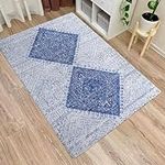 Area Rug Non-Slip 3'x5' Blue and Gr