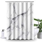 Uphome Marble Shower Curtain for Bathroom Extra Long White and Grey Fabric Shower Curtain Set Chic 3D Crack Design Brick Bathroom Accessories Decorative Heavy Duty(72" W x 84" H)