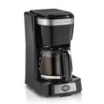 Hamilton Beach FrontFill Mini Brew 5 Cup Coffee Maker, Compact Drip Coffee Maker with Glass Carafe, Auto Pause & Pour, Illuminated On/Off Switch, Black (46112)