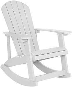 Flash Furniture Savannah Poly Resin Wood Adirondack Rocking Chair - All Weather White Polystyrene - Stainless Steel Hardware