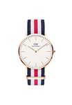 Daniel Wellington Classic Canterbury, Blue-White-Red/Rose Gold Watch, 40mm, NATO, for Men