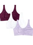 Fruit of the Loom Women's Front Close Builtup Sports Bra, Lilac Whisper/White/Purple Velvet, 36