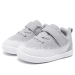 MORENDL Toddler Shoes Baby Boys & Girls Sneakers Infant Walking Sock Slippers Tennis Running Slip On Shoes Grey White Tiny Feet 18 24 Months