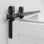 BONIKLUBA 30" Bi-Folding Sliding Barn Door Hardware Track Kit,Smoothly&Quietly,Side Mounted Black Roller,Easy Install,Door Not Included [Fit Double 13" Bifold Doors]