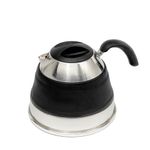 Collapsible 1.5L Silicone Kettle - Camping Waterpot, Travel Kettle, Foldable Kettles for Boiling Water. Small Portable Silicone Tea Kettle, Outdoor Camp Pot (Black)