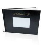 LIFETOO 12" x 8" A Celebration of Life Leather Hardcover Funeral Guest Book with Pen, 4 x 6 Photo Pocket - Memorial Guest Book for Sign in - 120 Pages, Space for Name, Address, Prayers & Memories