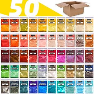 Mica Powder - Soap Making Kit - Powdered Pigments Set - Soap Making dye - 50 Coloring - Hand Soap Making Supplies - Resin Dye - Mica Powder Organic for Soap Molds