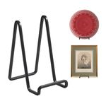 Plate Holder Easel Display Stand - 6 inch Metal Plate Stands for Display - Tabletop Picture Stand - Black Iron Easels for Display Pictures | Photo Frames | Book | Decorative Plates | Plaque - 2 Pack