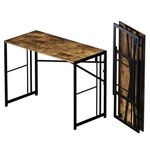 Lutown-Teen 40 inch Folding Computer Desk, Writing Gaming Computer Camping Desk, No Assembly Required Home Office Table, Rustic Brown