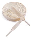 VSUDO 47 Inches Beige Fine Weave Flat Shoe Lace for Sneaker, 5/16” Width Flat Sneaker Shoestring, Flat Sneaker Shoelace, Flat Shoe String for Running Athletic Shoes (1 Pair-Beige-120CM)