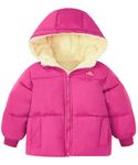 Kids4ever Baby Girls Jacket Warm Fleece Winter Coat Zipper Hooded Jackets with Two Pockets Autumn Outerwear Rose Red 12-18 Months